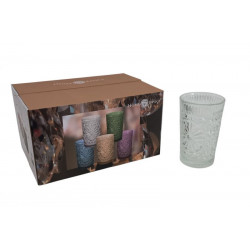 VASO VIDRIO DISEÑO LABRADO TRANSPARENTE X6 300cc   81120