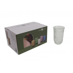 VASO VIDRIO DISEÑO LABRADO TRANSPARENTE X6 350cc   85120