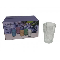 VASO VIDRIO DISEÑO LABRADO TRANSPARENTE X6 430cc   82130