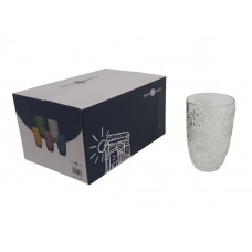 VASO VIDRIO DISEÑO LABRADO TRANSPARENTE X6 320cc   81140
