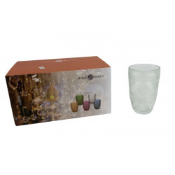 VASO VIDRIO DISEÑO LABRADO TRANSPARENTE X6 340cc   81330