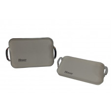 BANDEJA PVC RECT CON MANIJA BLANCO/BORDE PLATA 27X38cm   09101