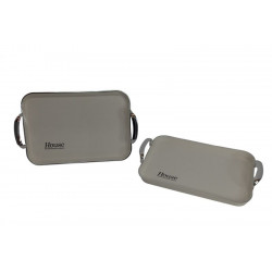 BANDEJA PVC RECT CON MANIJA BLANCO/BORDE PLATA 27X38cm   09101