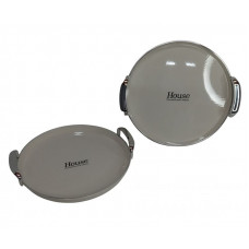 BANDEJA PVC RED CON MANIJA BLANCO/BORDE PLATA 32cm   09103