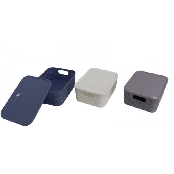 CANASTO PVC CON TAPA COLORES SURTIDOS 27X20cm  30703