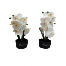 PLANTA  ARTIFICIAL C/MACETA  PIEDRA NEGRA ORQUIDEAS 31X10cm 1145