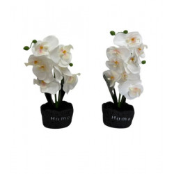 PLANTA  ARTIFICIAL C/MACETA  PIEDRA NEGRA ORQUIDEAS 31X10cm 1145