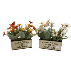 PLANTA  ARTIFICIAL C/MACETA  MADERA  GIRASOL 14X19cm 1152