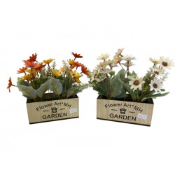 PLANTA  ARTIFICIAL C/MACETA  MADERA  GIRASOL 14X19cm 1152