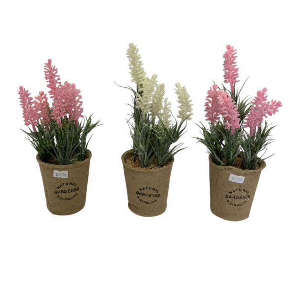 PLANTA  ARTIFICIAL MACETA CARTON RECICLADO LAVANDA  24cm 1571