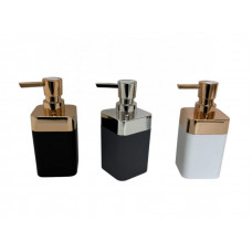 DISPENSER CUADRADO JABON LIQUIDO PVC BCO/NGR/GRIS 16X7cm  3639