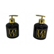 DISPENSER JABON LIQUIDO NGR/DORADO 14X8cm 5011