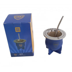 MATE PVC FORRADO CON BOMBILLA 11X10cm BOCA