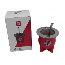 MATE PVC FORRADO CON BOMBILLA 11X10cm RIVER