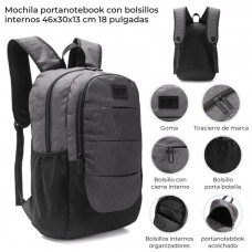 MOCHILA PORTANOTEBOOK CON BOLSILLO 18 GRIS/NEGRO  42854