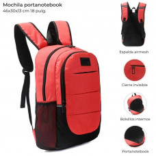 MOCHILA PORTANOTEBOOK CON BOLSILLO 18 ROJO/NEGRO  41590