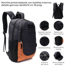 MOCHILA PORTANOTEBOOK CON BOLSILLO 18 GRIS/MARRON  42849