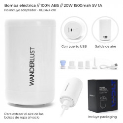 BOMBA ELECTRICA PARA CERRAR AL VACIO USB 20W 10X7cm 38634  WDLT