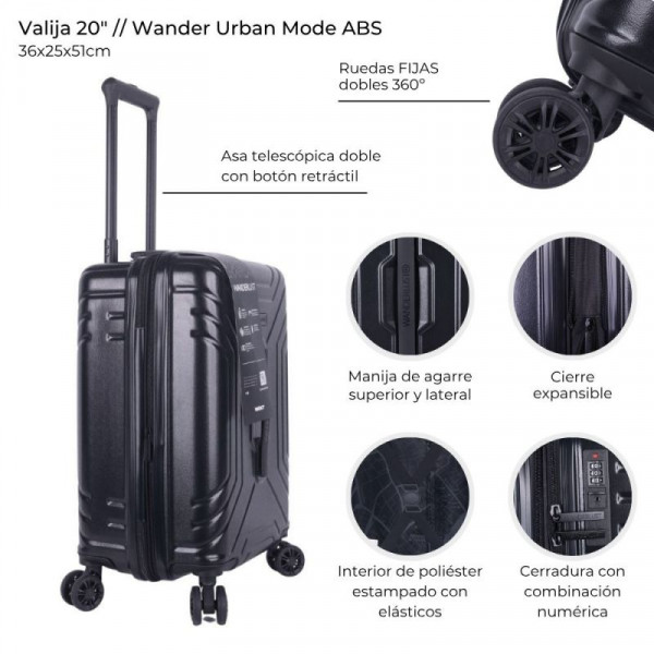 VALIJA URBAN MODE ABS NEGRO 20 39965  WDLT