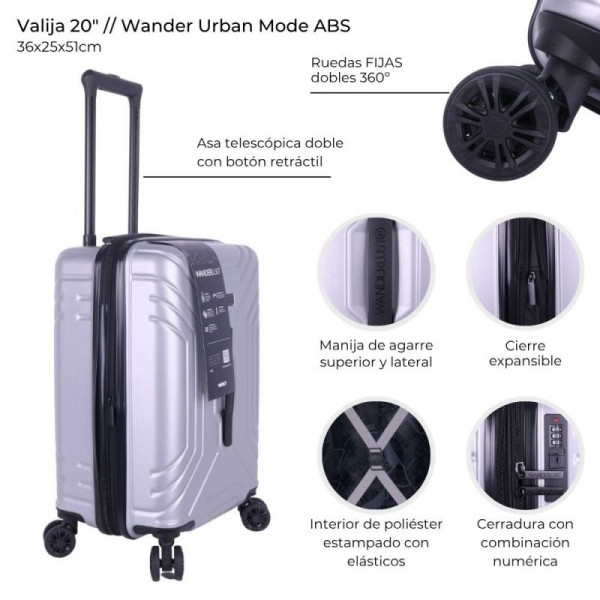 VALIJA URBAN MODE ABS PLATA 20  39966  WDLT