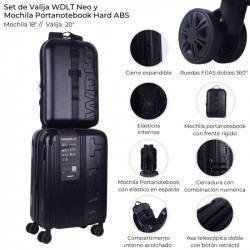 VALIJA NEO + MOCHILA PORTA NOTEBOOK HARD ABS NEGRO 20 41093 WDLT