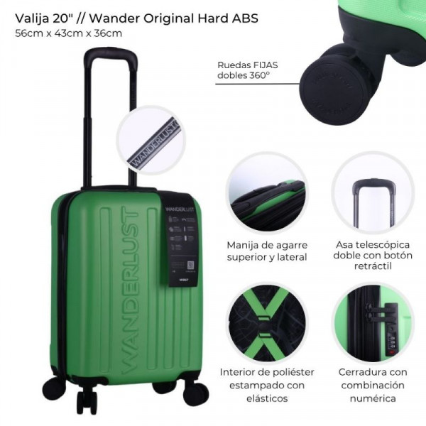 VALIJA HARD ABS VERDE 20  41108  WDLT