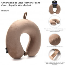 ALMOHADA DE VIAJE PLEGABLE MEMORY FOAM VISON 33X28cm 43468  WDLT
