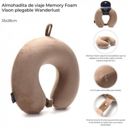 ALMOHADA DE VIAJE PLEGABLE MEMORY FOAM VISON 33X28cm 43468  WDLT