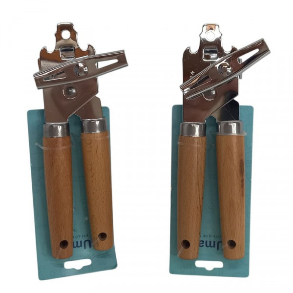 ABRELATA DE ACERO INOXIDABLE C/MANGO MADERA   20cm  20616