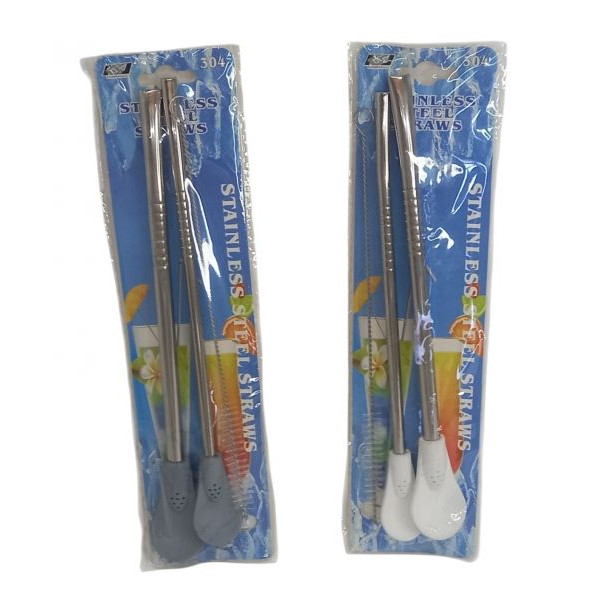 BOMBILLA DE SILICONA Y ACERO SET X2  22cm 14335