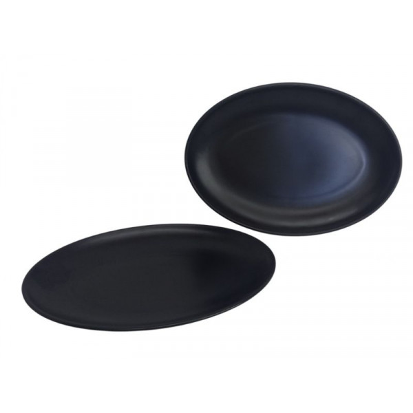 FUENTE OVALADA MELAMINA NEGRO 35X25cm 20564