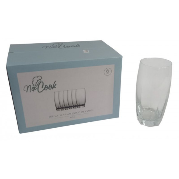 VASO VIDRIO TRAGO LARGO X6 365ml  6668