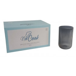 VASO VIDRIO TEXTURA ACANALADA COLOR FUME 450ml  6089