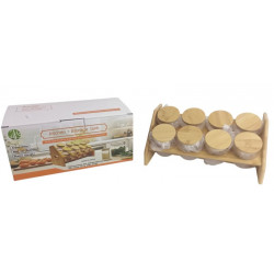 ESPECIERO VIDRIO X8 + BASE BAMBOO 28X13cm  8980