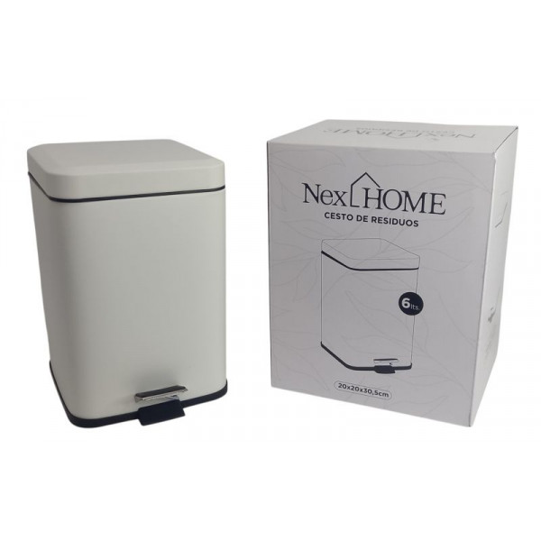 CESTO RESIDUOS CUADRADO ACERO INOXIDABLE C/PEDAL 6lts 6200