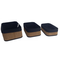 CESTO ORGANIZADOR RECTANGULAR BAMBU X3 C/TELA  20X30X12cm 6343