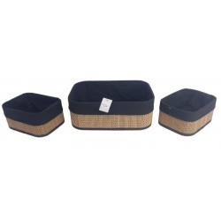 CESTO ORGANIZADOR RECTANGULAR BAMBU X3 C/TELA  33X23X12cm  6342