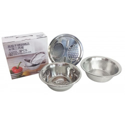 BOWLS ACERO INOXIDABLE SET X3 RALLADOR/COLADOR 28cm 2776
