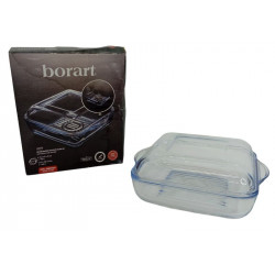 FUENTE VIDRIO CUAD. GRILL CON TAPA PARA HORNO 1660CC 45218