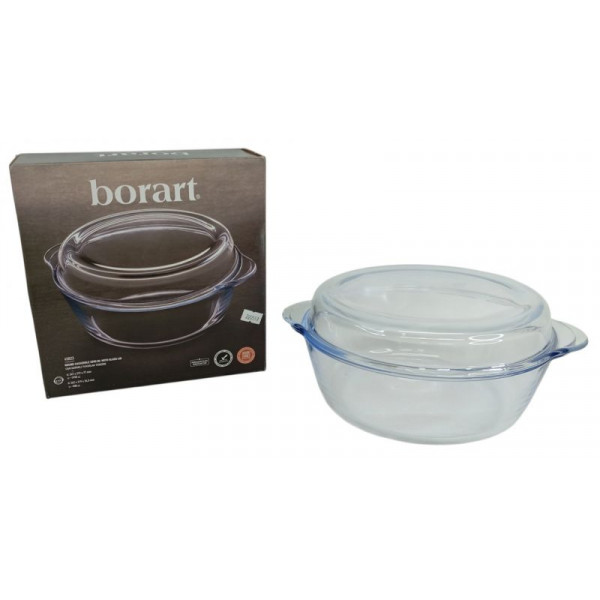 FUENTE VIDRIO REDONDA LISA CON TAPA 25X22X8cm 45023