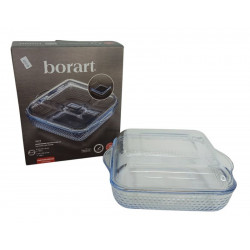 FUENTE DE VIDRIO CON TAPA PARA HORNO CUAD. 1660CC 45418