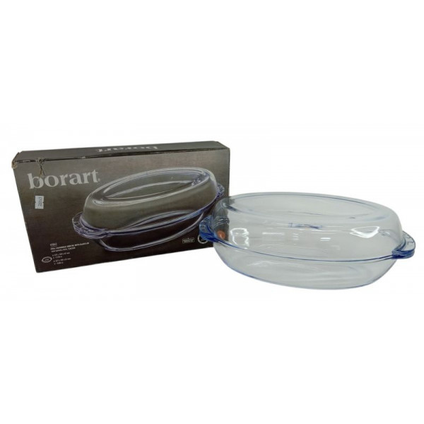 FUENTE VIDRIO OVALADA LISA C/TAPA 34X19X7cm 45062