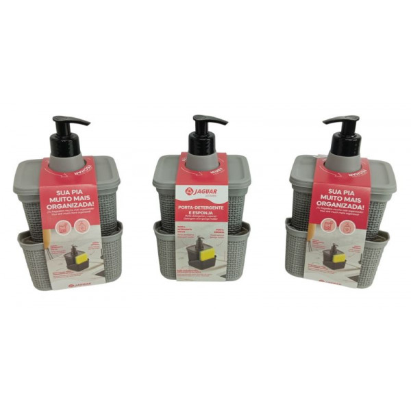 DISPENSER P/DETERGENTE/ESPONJA PVC GRIS 600ML 3391