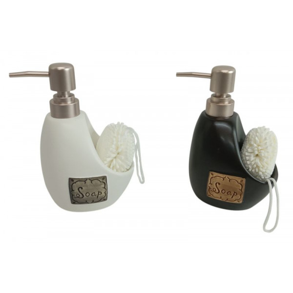 DISPENSER CERAMICA  P/JABON LIQUIDO CON ESPONJA 10X18CM 411106