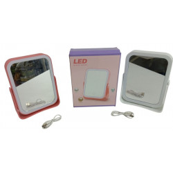 ESPEJO CON LUZ LED TACTIL GIRO 180 USB 14X20CM 412508