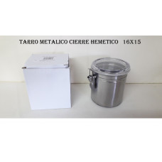 TARRO DE ACERO C/TAPA DE VIDRIO 12X14   699