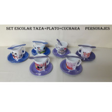 SET TAZA C/PLATO+CUCHARA PERSONAJES   031