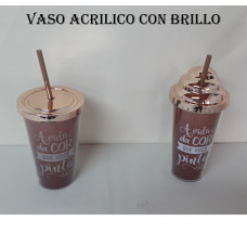 VASO C/TAPA + SORBETE   8882