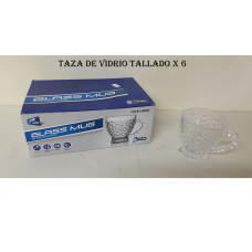 TAZA VIDRIO TALLADA x6   200477