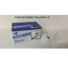 TAZA VIDRIO TALLADA x6   200476